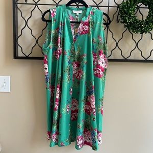 Umgee button down sleeveless floral dress, size XL. NWT